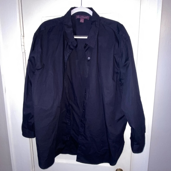 Gloria Vanderbilt Tops - Gloria Vanderbilt 100% cotton, navy blue long sleeve button down shirt, XL NWOT
